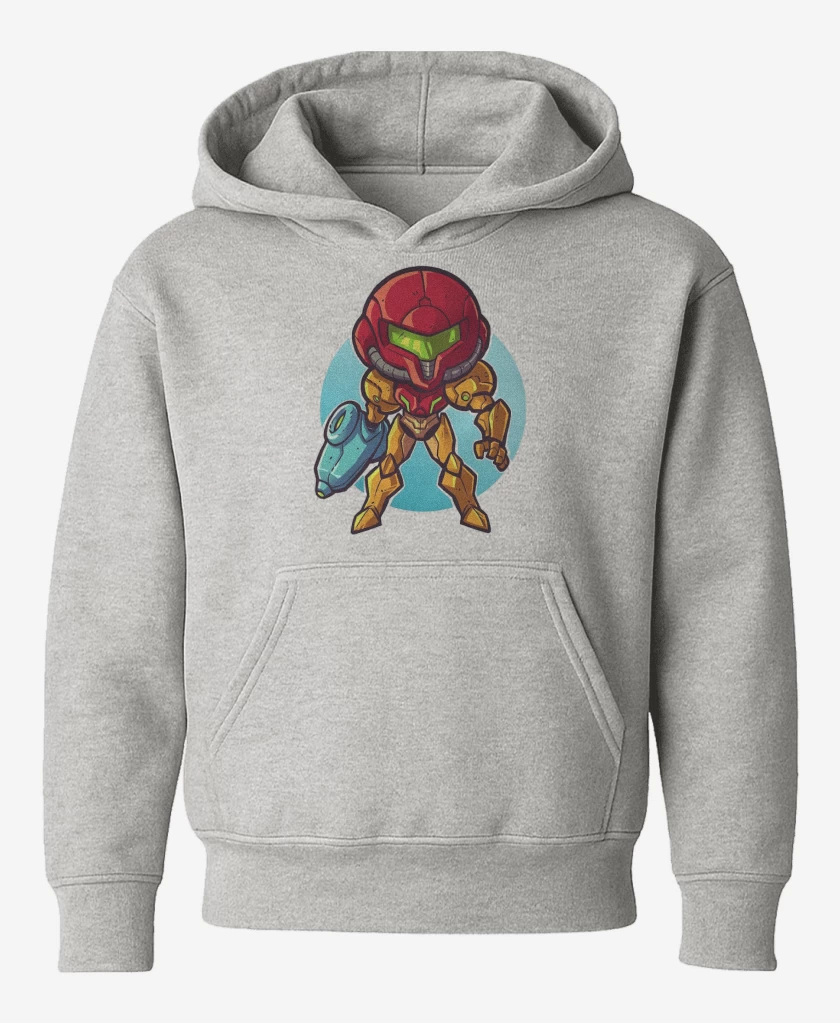 Poleron de niño Gris Melange de Chibi Metroid