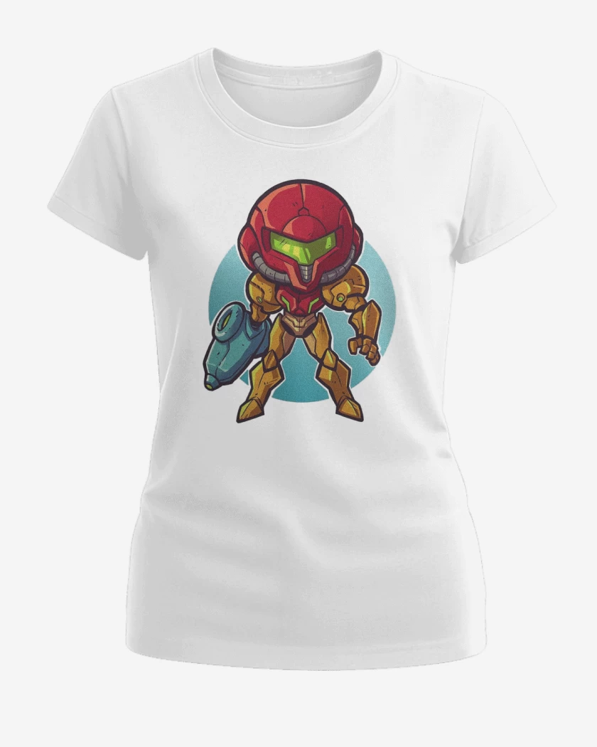 Polera de Mujer Blanco de Chibi Metroid