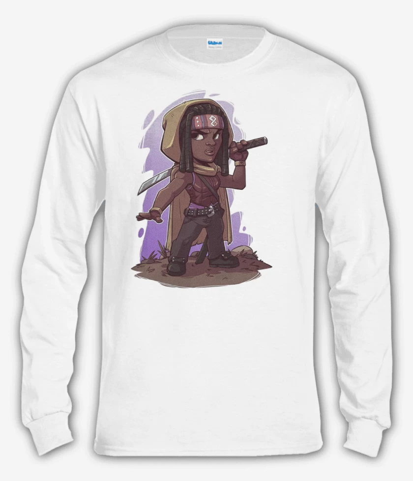 Polera manga larga Blanco de Chibi Michonne