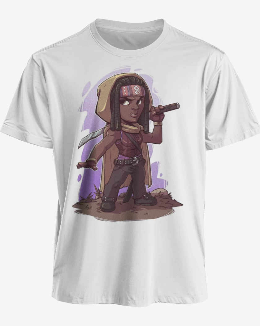 Polera premium Blanco de Chibi Michonne