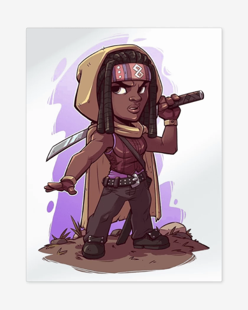Print metalico Blanco de Chibi Michonne