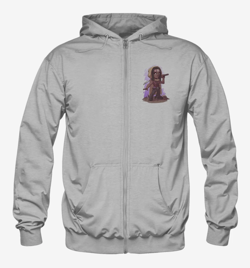 Poleron Canguro con cierre Gris Melange de Chibi Michonne