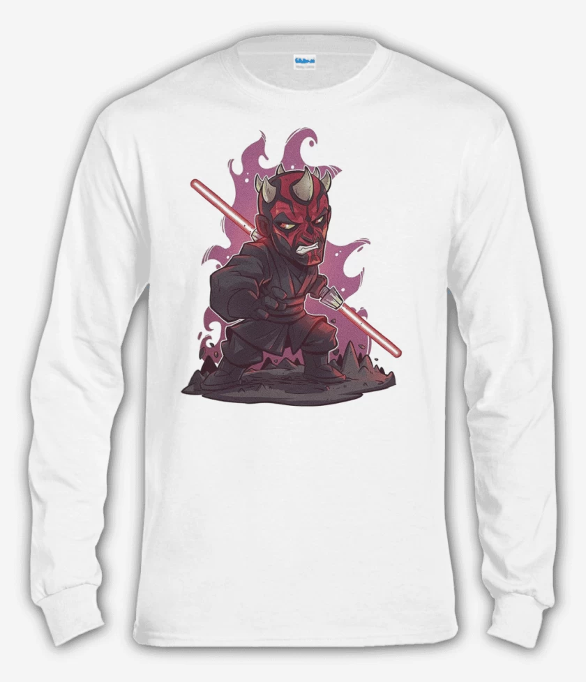 Polera manga larga Blanco de Chibi Dath Maul