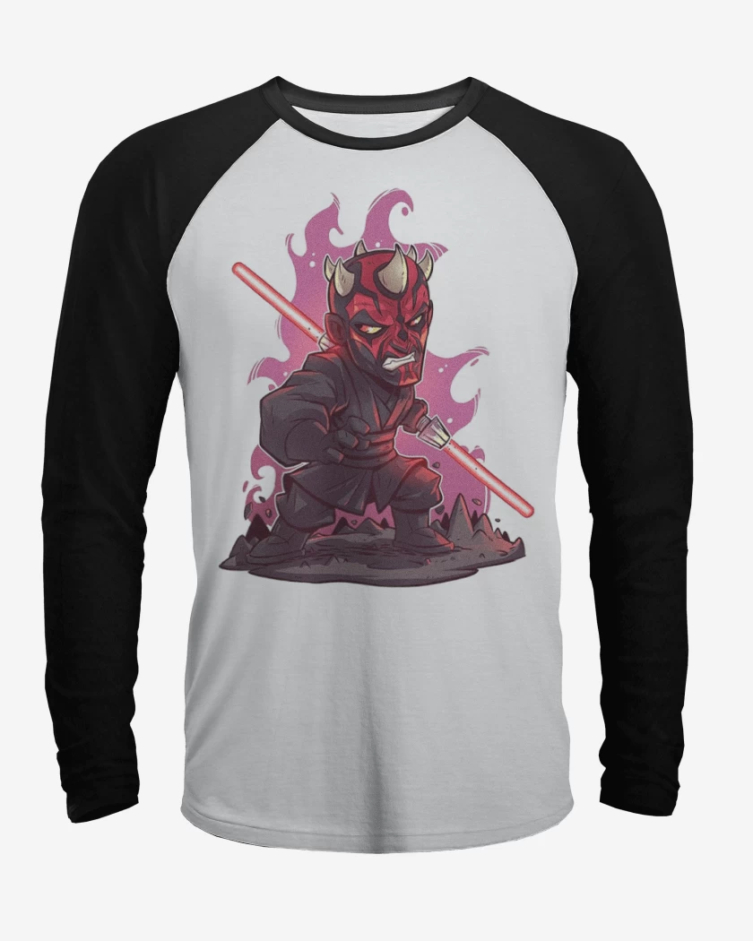 Polera Raglan Blanco / Negro de Chibi Dath Maul