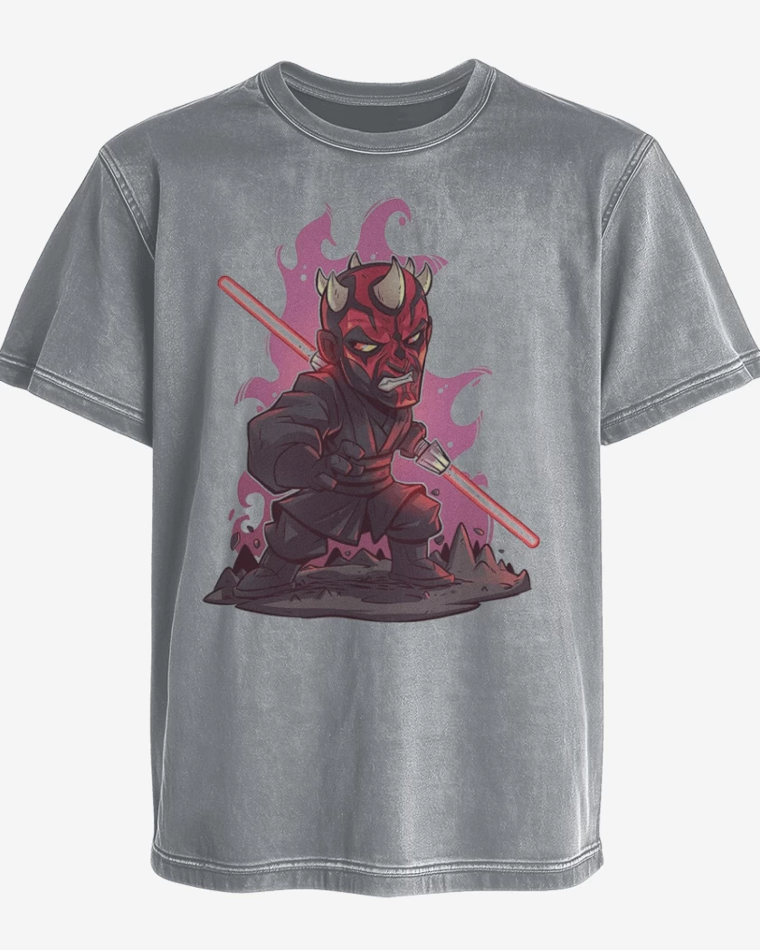 Polera desgastada Gris Melange de Chibi Dath Maul