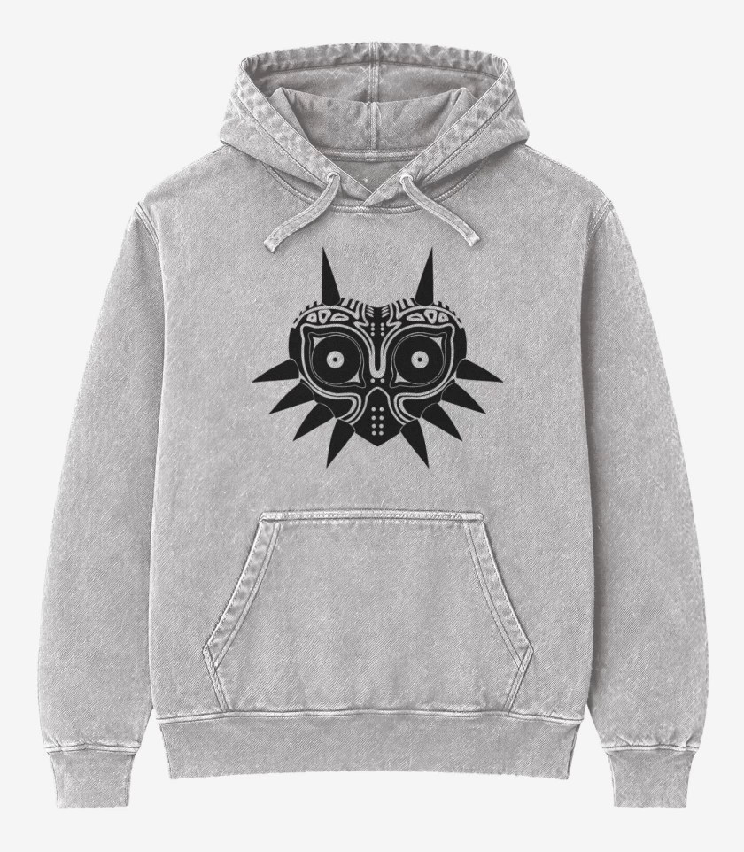 Poleron Canguro Acid Wash Gris Melange de The Legend Of Zelda - Majoras Mask