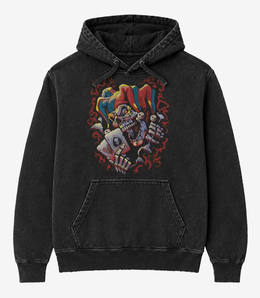 Poleron Canguro Acid Wash Negro de Payasin