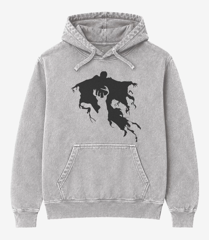 Poleron Canguro Acid Wash Gris Melange de Dementor