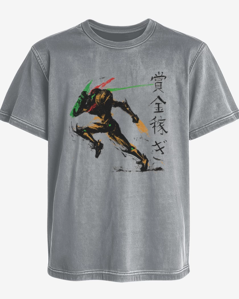 Polera desgastada Gris Melange de Samus aran