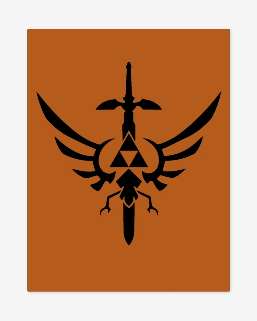 Print metalico Naranjo de The Legend Of Zelda - Shield And Sword
