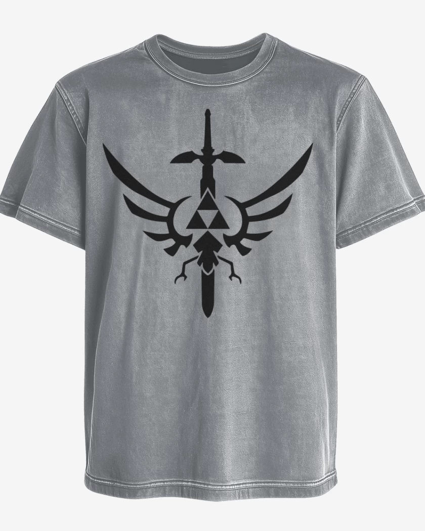 Polera desgastada Gris Melange de The Legend Of Zelda - Shield And Sword