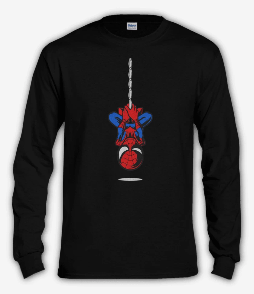 Polera manga larga Negro de Hombre araña colgando