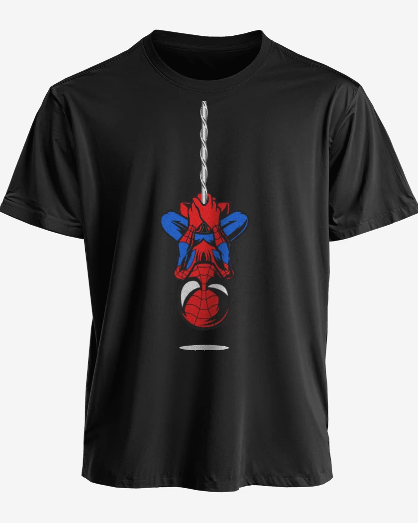 Polera premium Negro de Hombre araña colgando