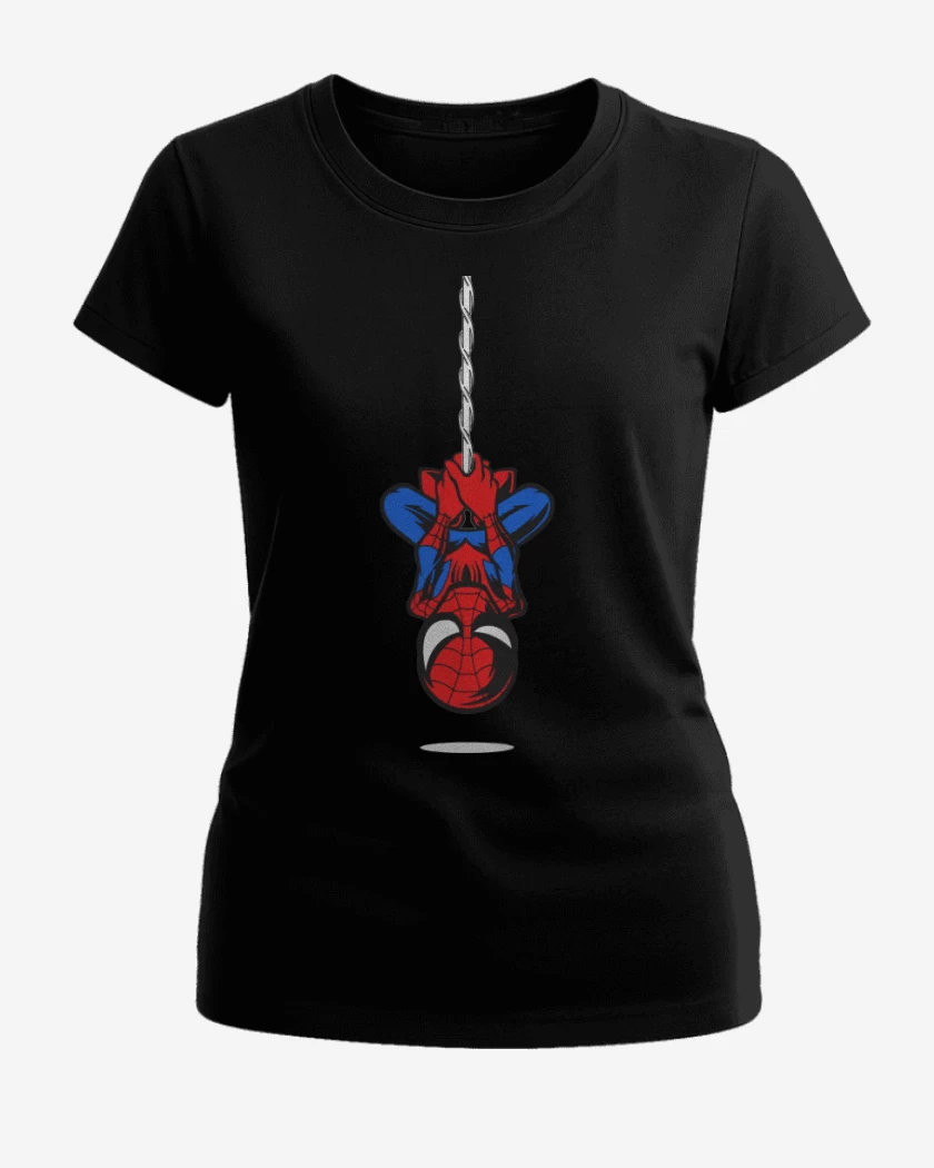 Polera de Mujer Negro de Hombre araña colgando