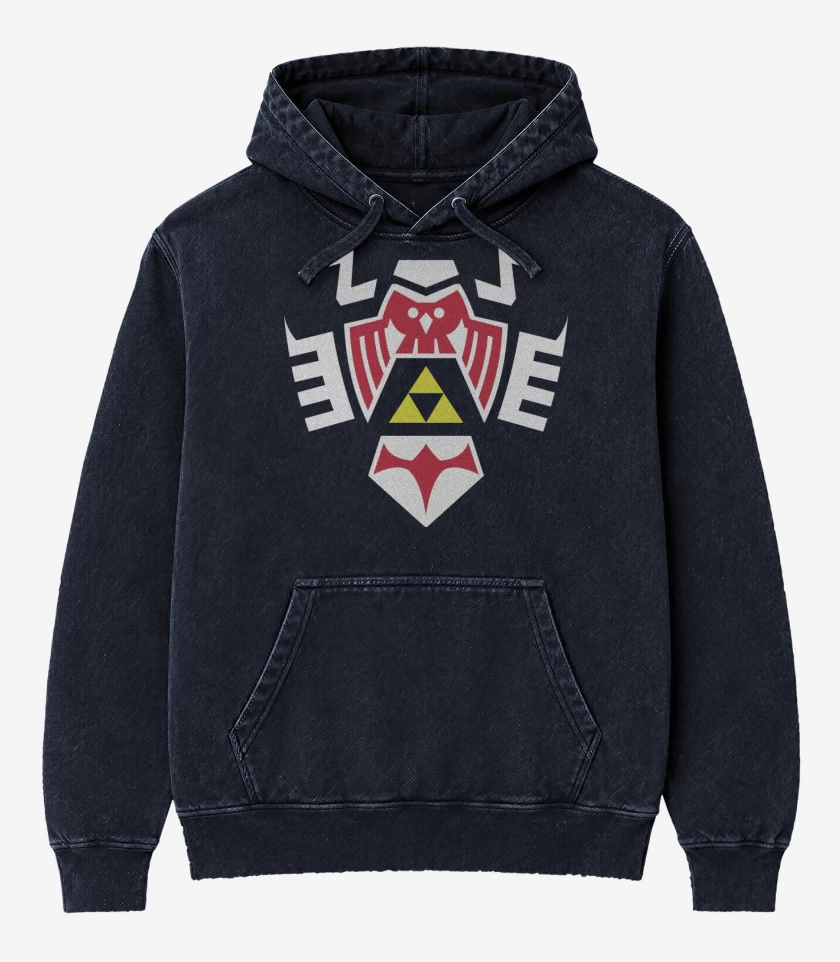 Poleron Canguro Acid Wash Azul Marino de The Legend Of Zelda - Termina Shield