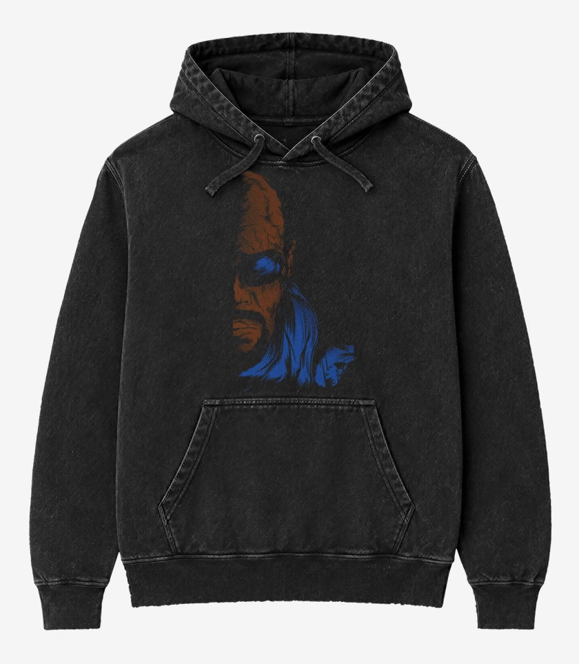 Poleron Canguro Acid Wash Negro de Nick fury
