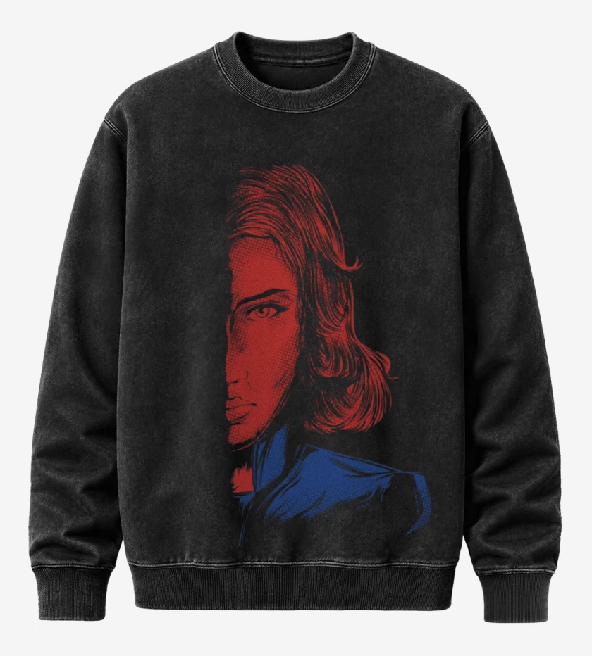 Poleron Polo Acid Wash Negro de Black widow
