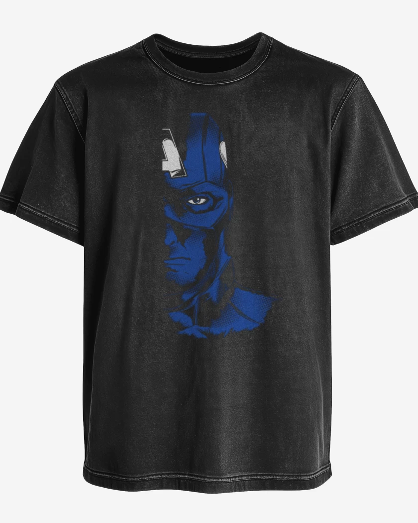 Polera desgastada Negro de Capitan america imp dir