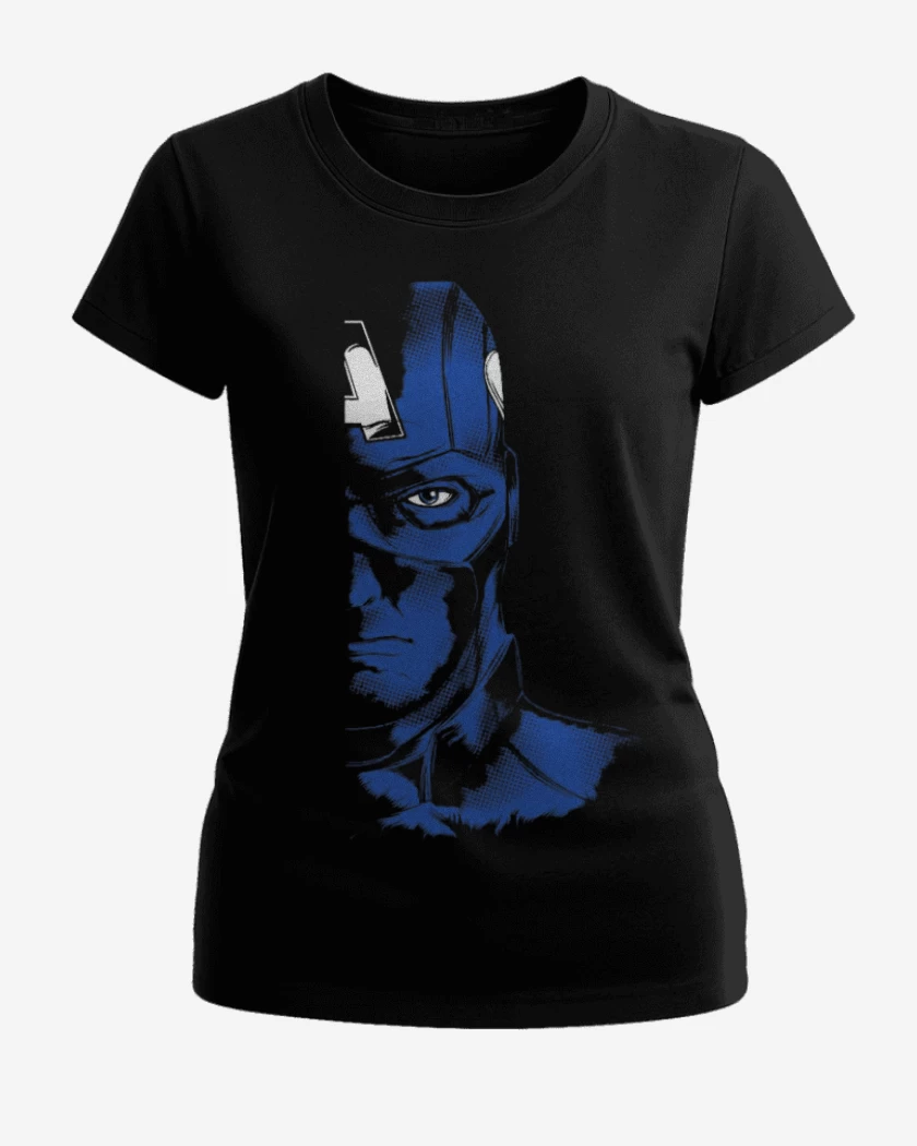 Polera de Mujer Negro de Capitan america imp dir