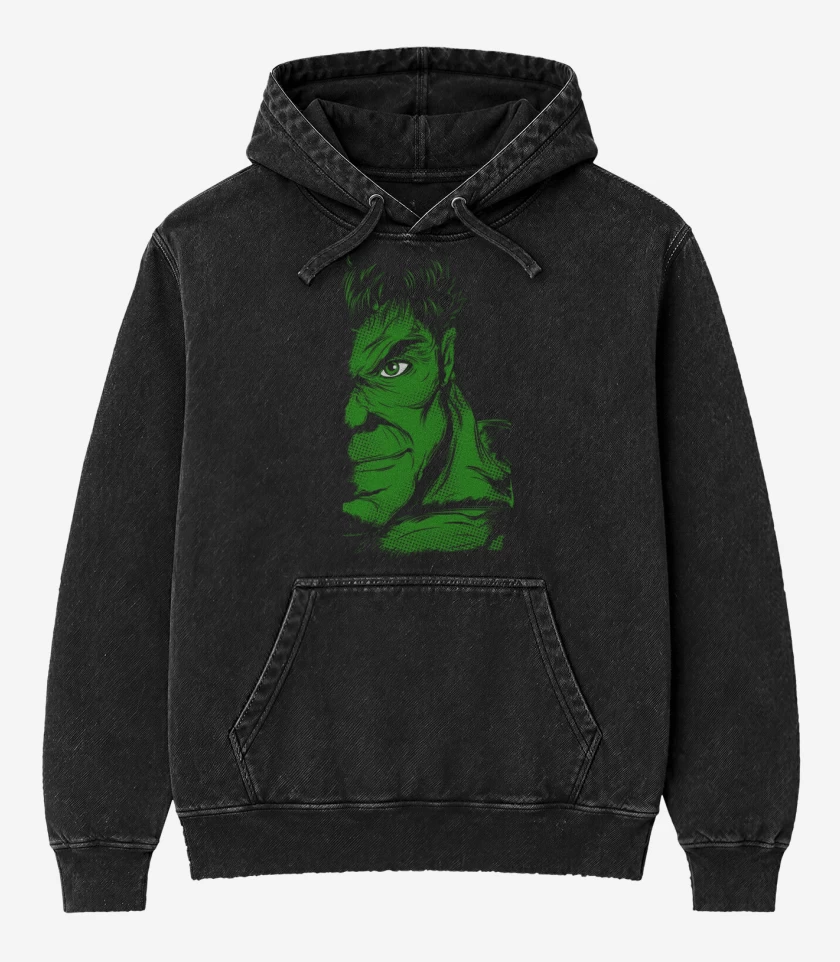 Poleron Canguro Acid Wash Negro de Hulk imp dir