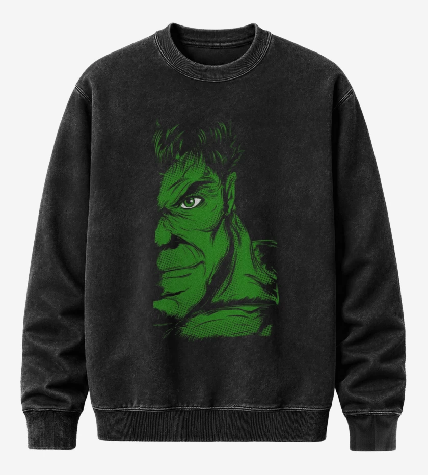 Poleron Polo Acid Wash Negro de Hulk imp dir