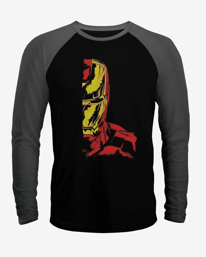 Polera Raglan Negro / Negro Heather de Iron man Imp dir