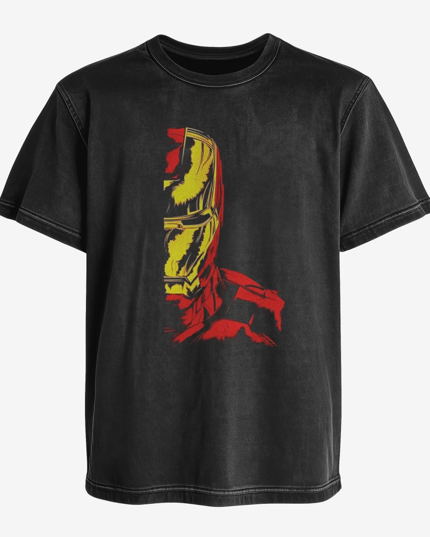 Polera desgastada Negro de Iron man Imp dir