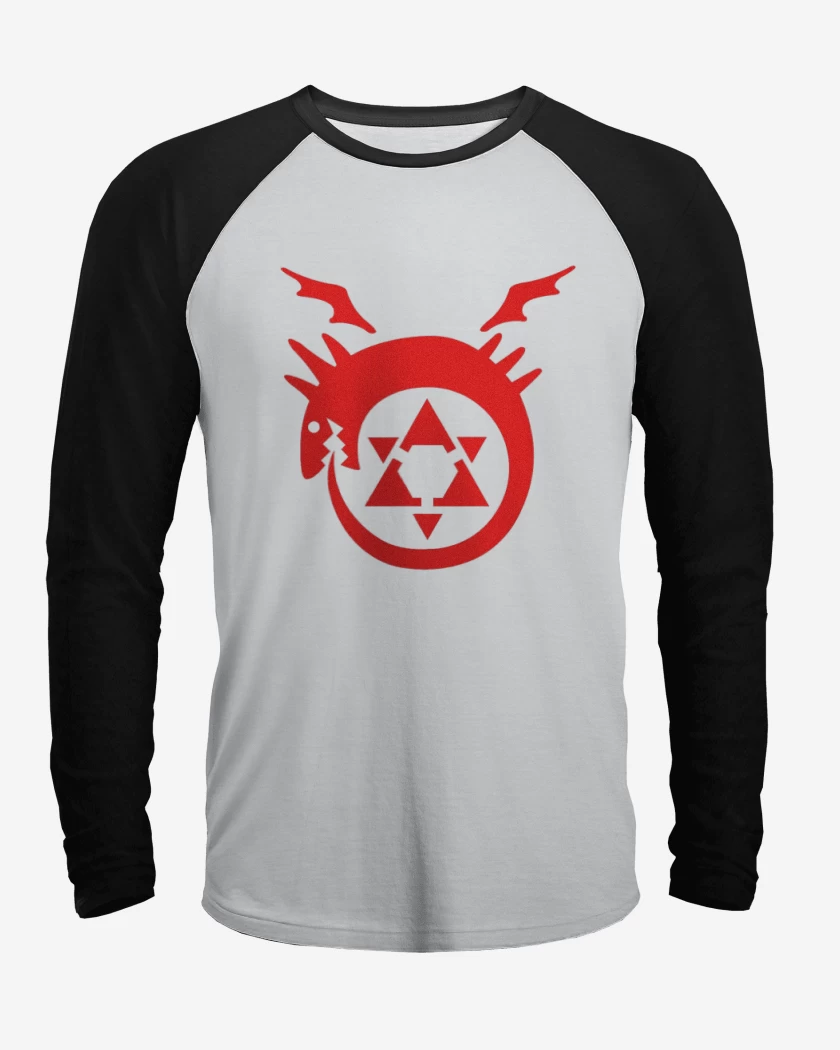 Polera Raglan Blanco / Negro de fullmetal