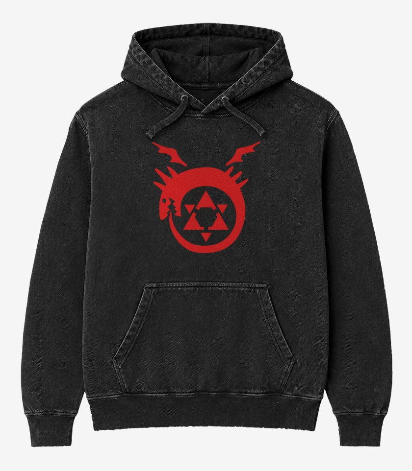 Poleron Canguro Acid Wash Negro de fullmetal