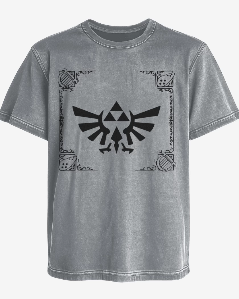 Polera desgastada Gris Melange de The Legend Of Zeda - Trifuerza 3ds