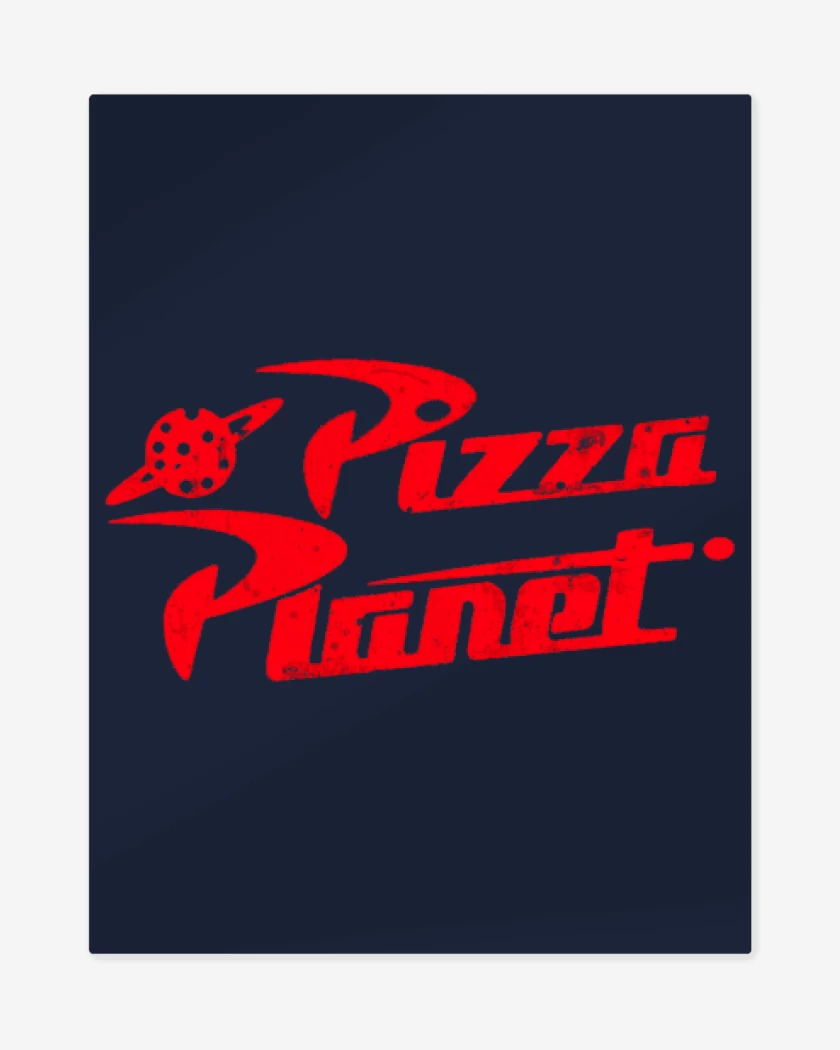Print metalico Azul Marino de pizza planet