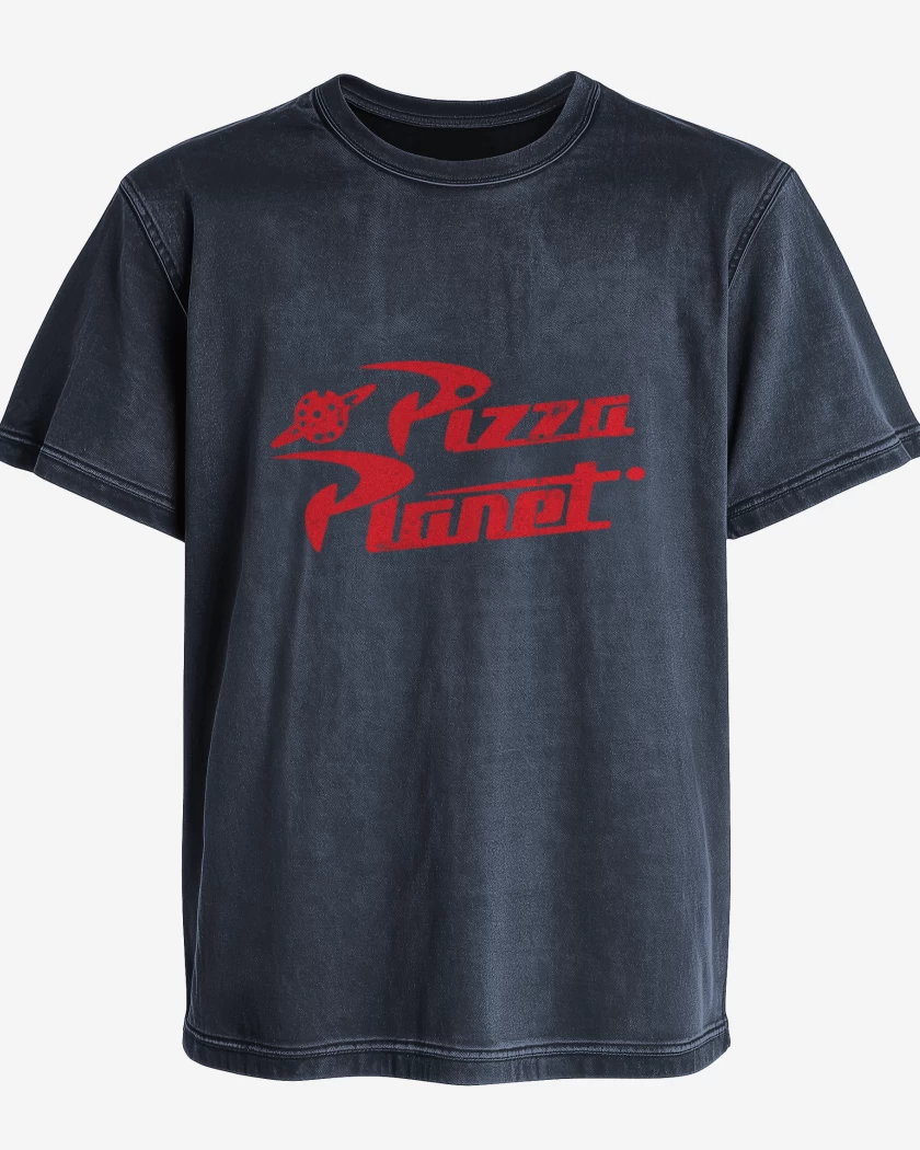Polera desgastada Azul Marino de pizza planet