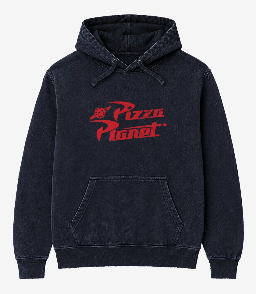 Poleron Canguro Acid Wash Azul Marino de pizza planet