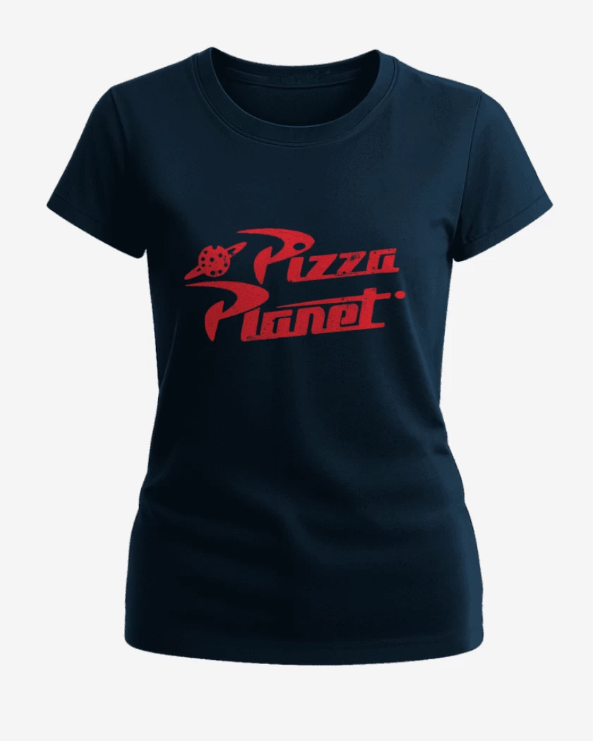 Polera de Mujer Azul Marino de pizza planet
