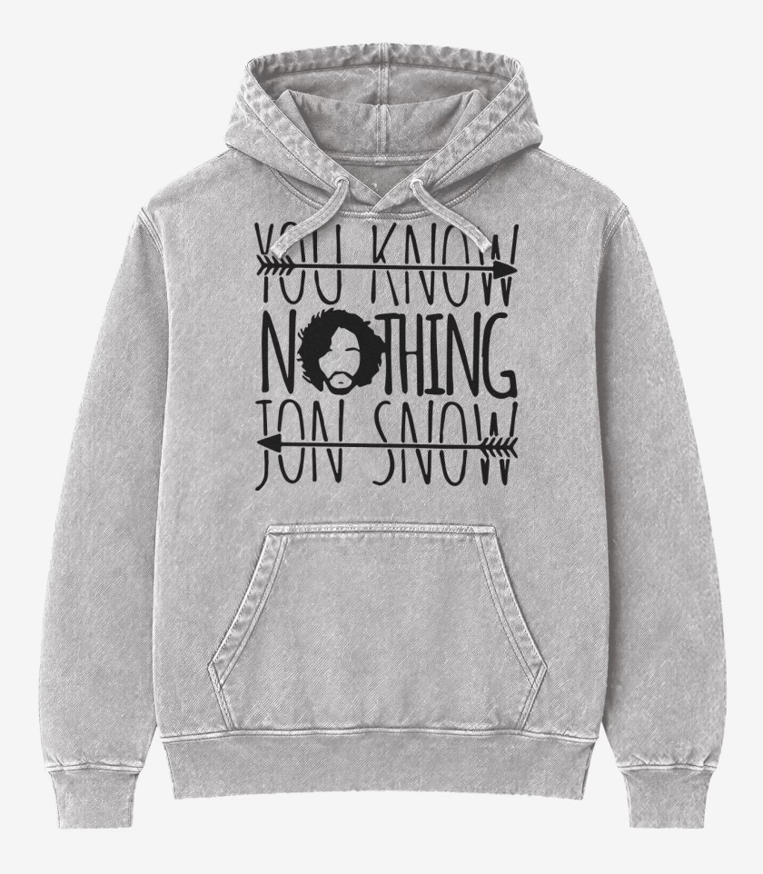 Poleron Canguro Acid Wash Gris Melange de You know nothing jon snow