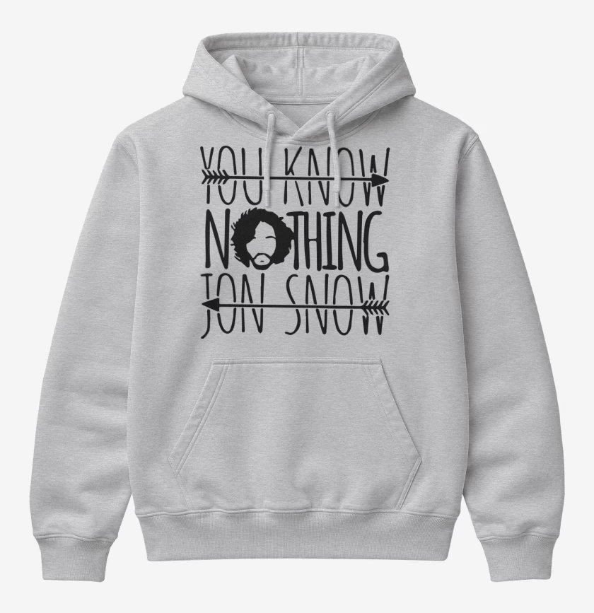 Poleron Canguro básico Gris Melange de You know nothing jon snow