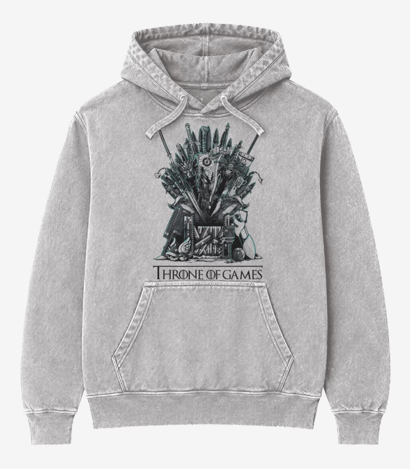 Poleron Canguro Acid Wash Gris Melange de Thrones of games