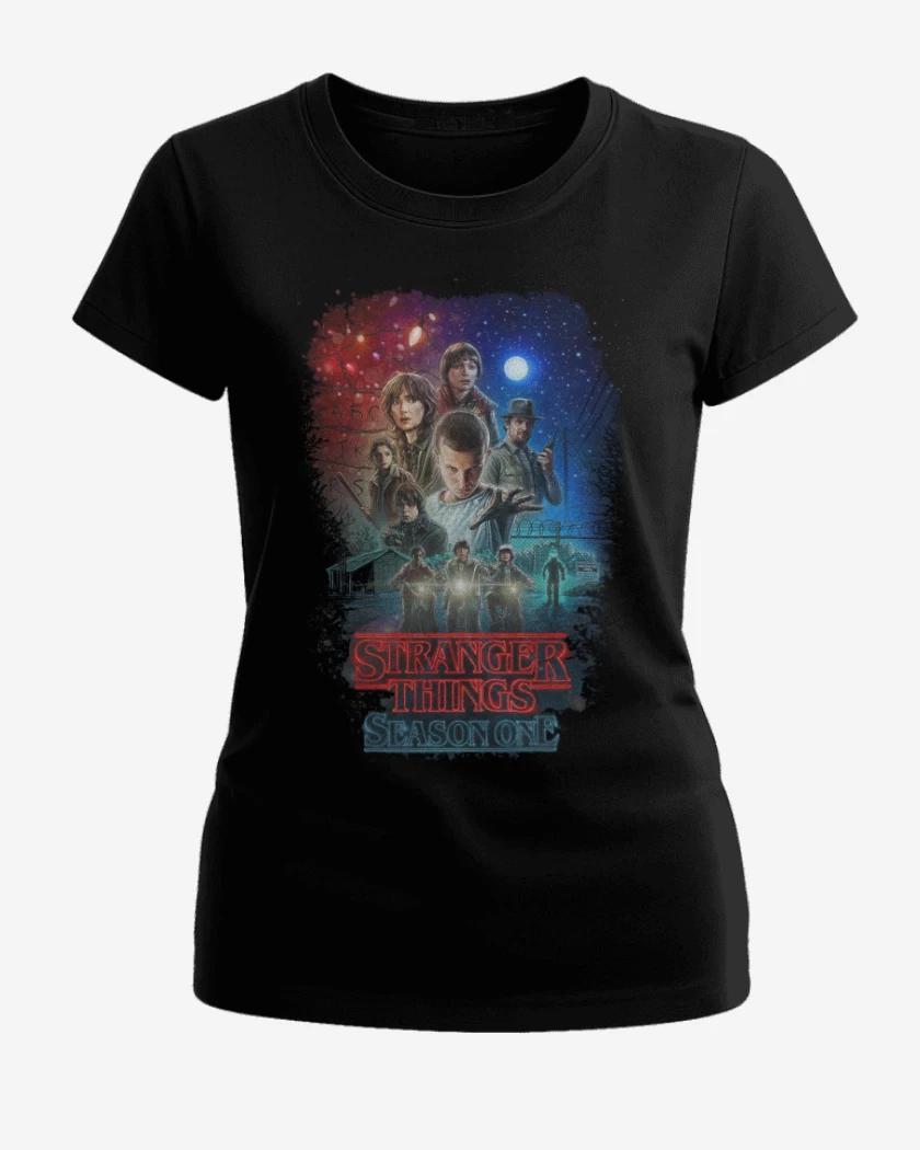 Polera de Mujer Negro de Stranger things season one