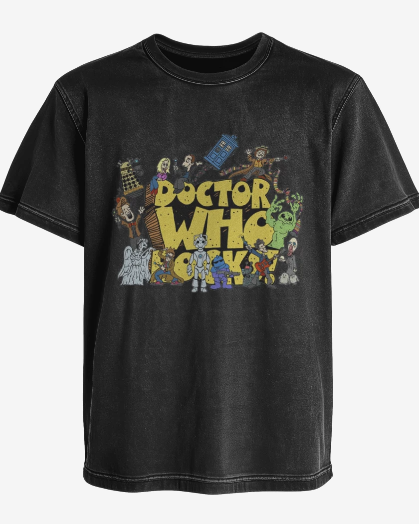 Polera desgastada Negro de Doctor who