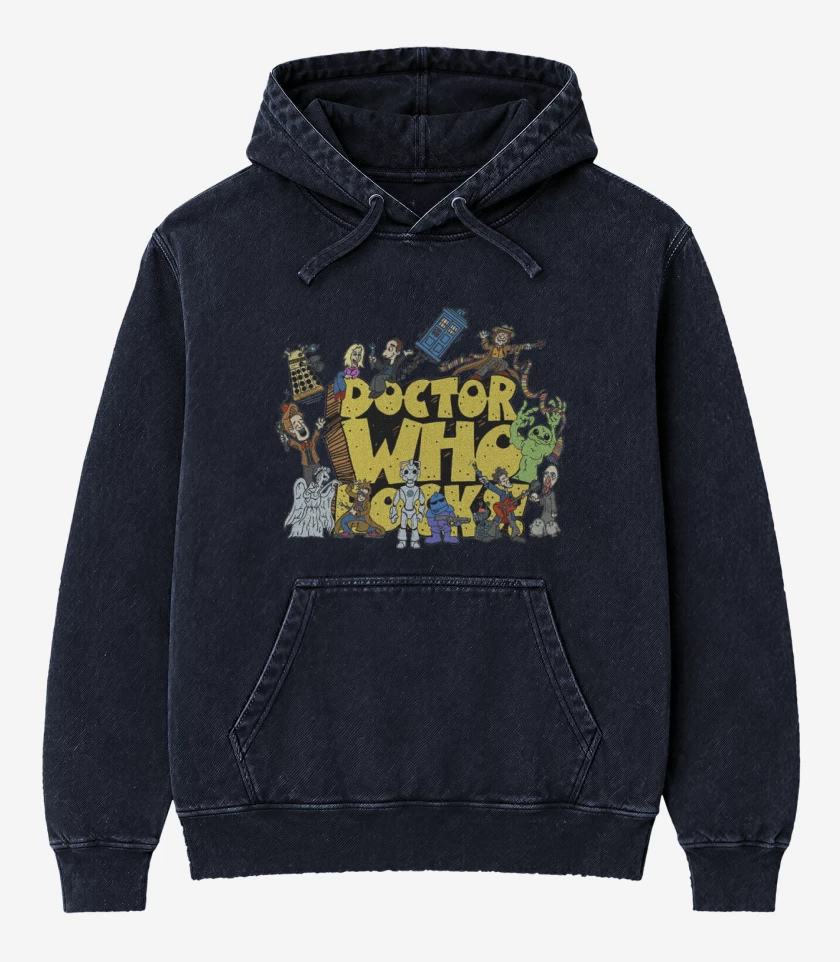 Poleron Canguro Acid Wash Azul Marino de Doctor who