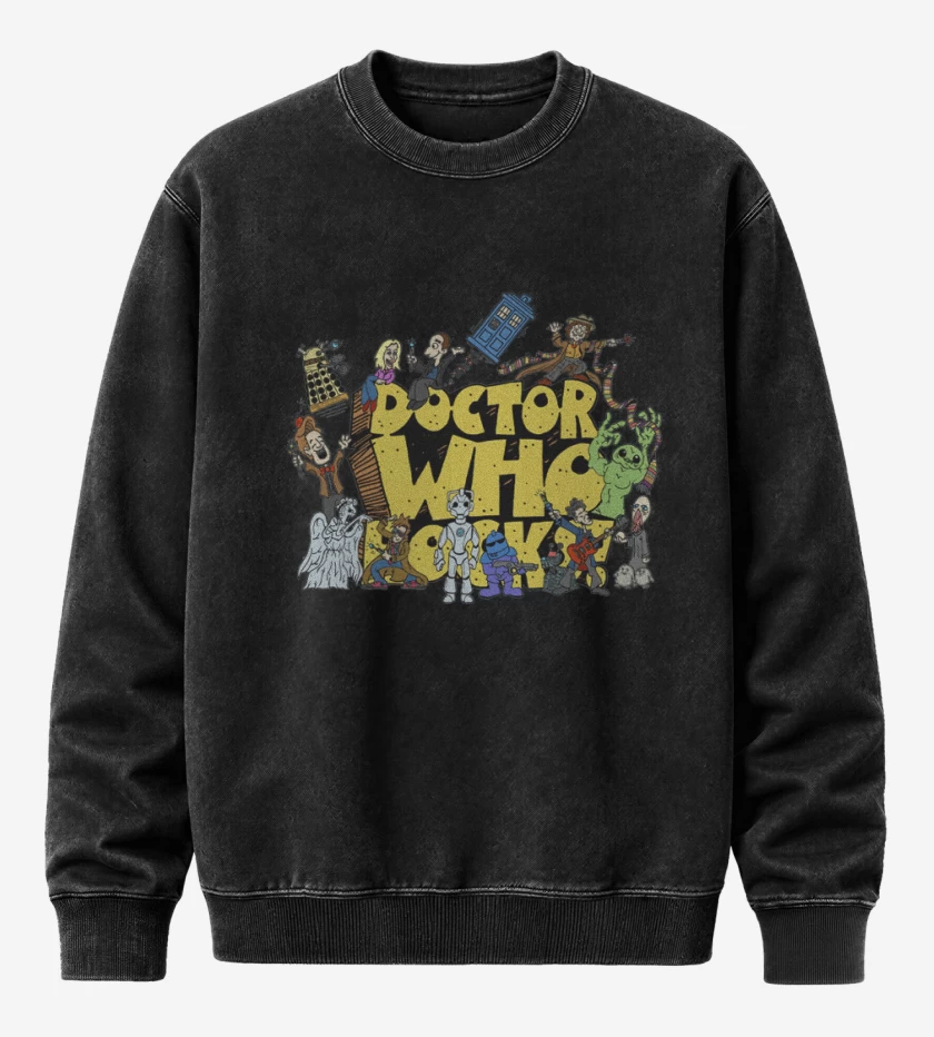 Poleron Polo Acid Wash Negro de Doctor who