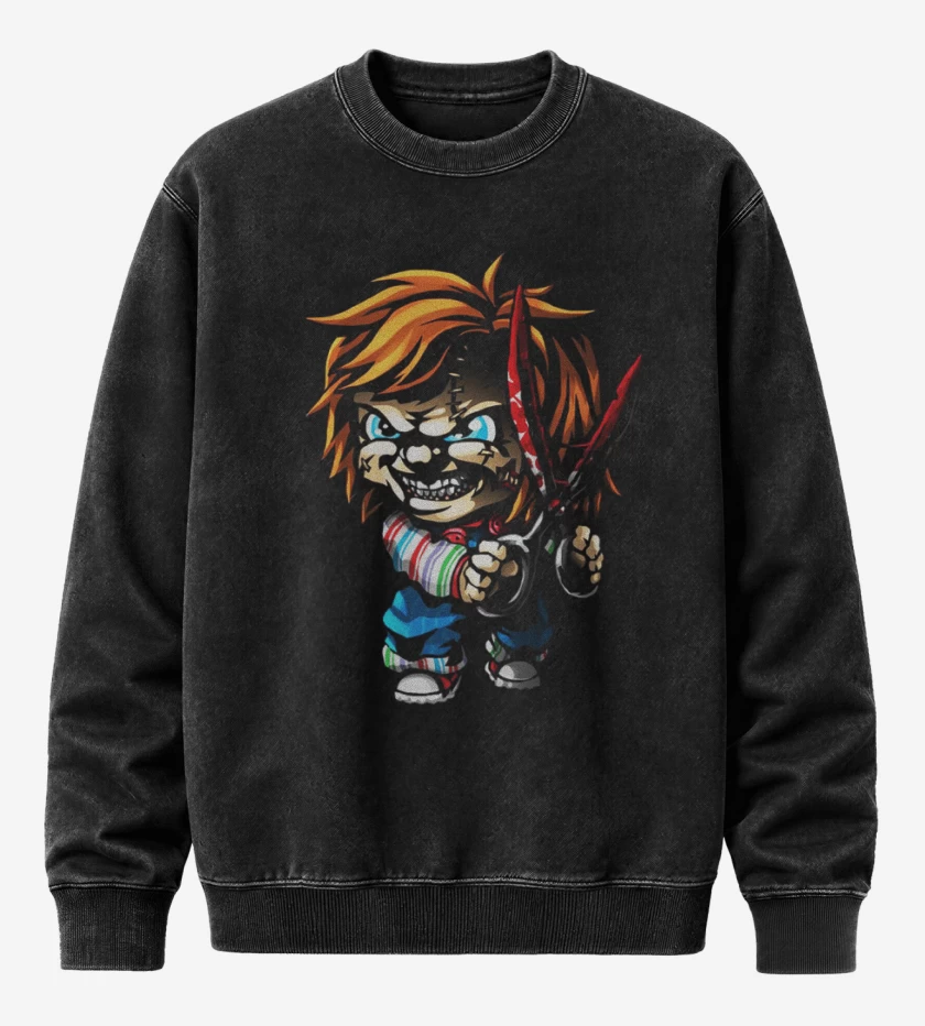 Poleron Polo Acid Wash Negro de Chuky