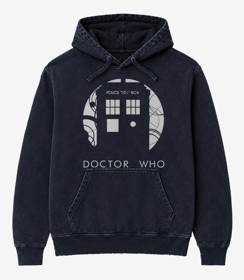 Poleron Canguro Acid Wash Azul Marino de Doctor who2