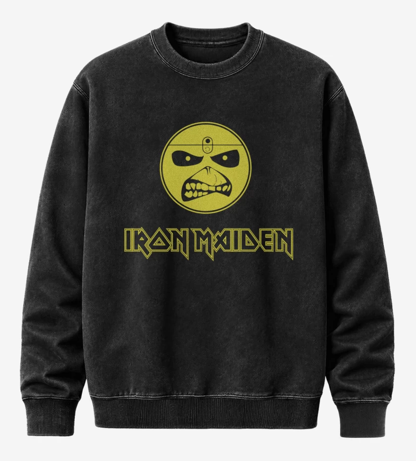Poleron Polo Acid Wash Negro de Iron maiden