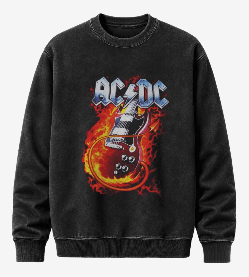Poleron Polo Acid Wash Negro de ACDC