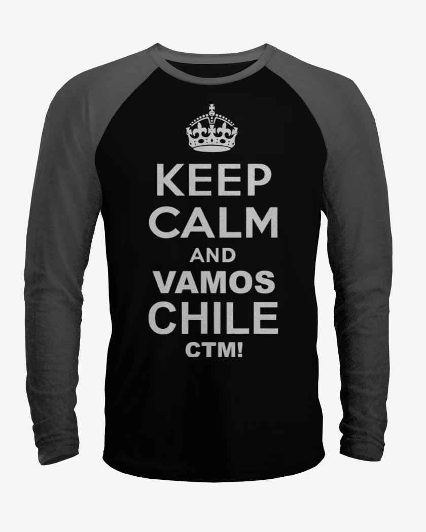 Polera Raglan Keep calm and vamos chile ctm