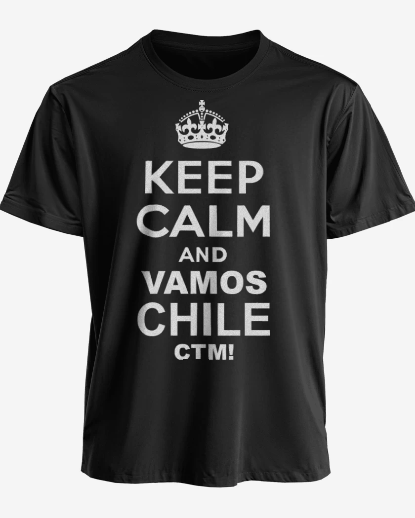 Polera premium Negro de Keep calm and vamos chile ctm