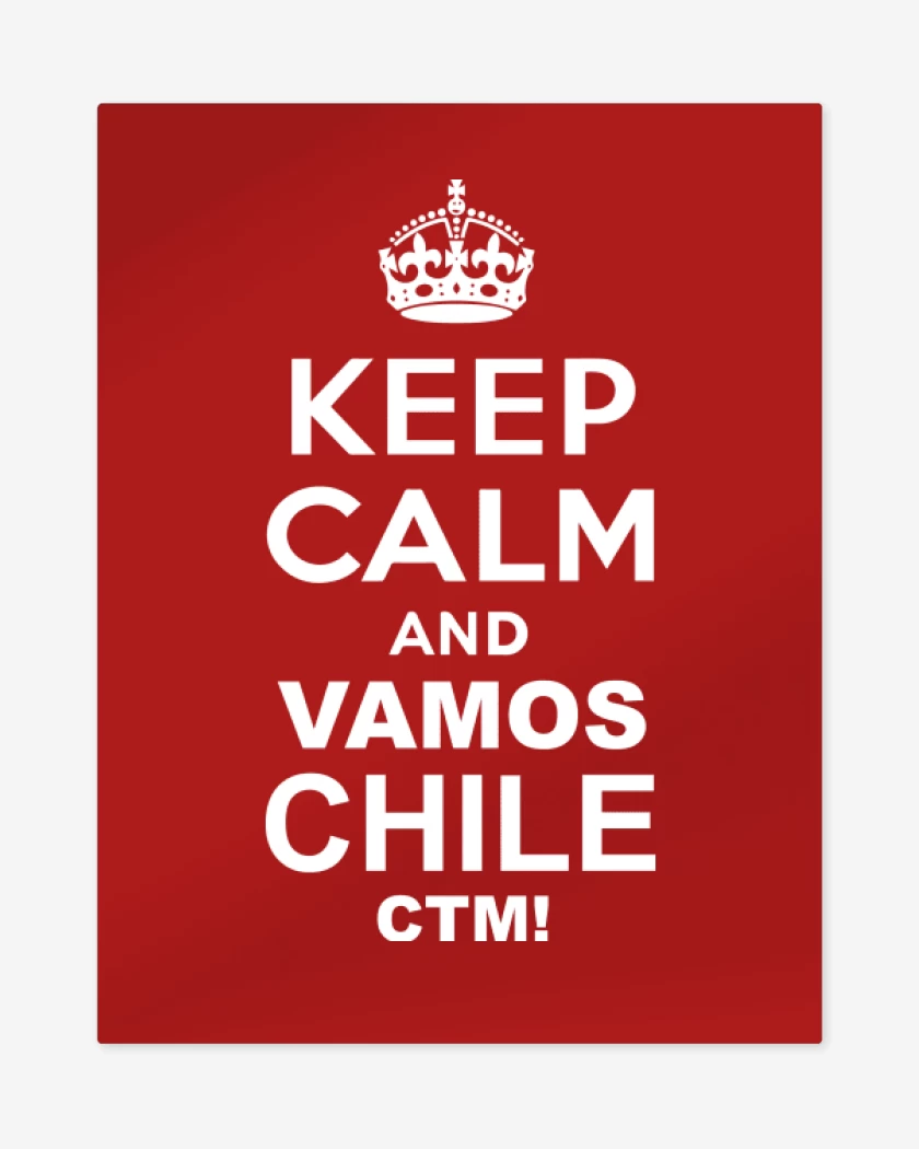 Print metalico Rojo de Keep calm and vamos chile ctm
