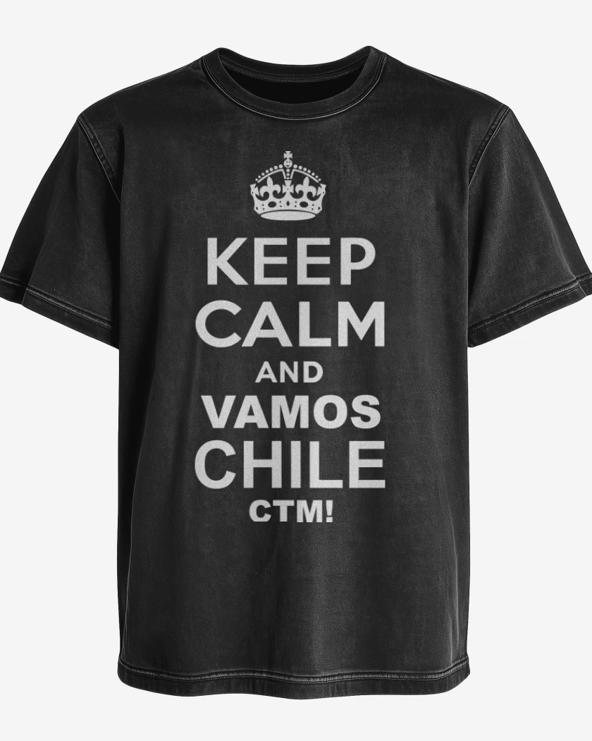 Polera desgastada Keep calm and vamos chile ctm