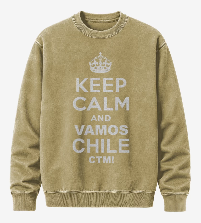 Poleron Polo Acid Wash Beige de Keep calm and vamos chile ctm
